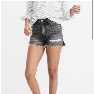 Abercrombie & Fitch Black Jean Shorts Distressed Frayed Hem